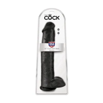 King Cock 15 Inch Cock With Balls Black 15 Inch