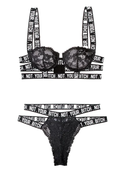 Not Your Bitch Lace Bra and Cutout Panty Set — image 10 of 10