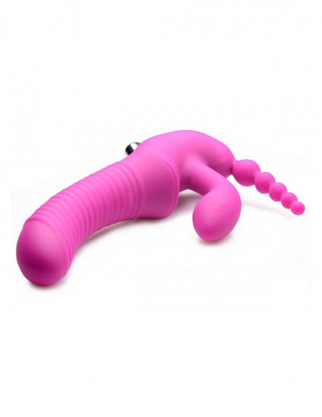 Strap U Regal Rider Vibrating Strapless Strap On Triple Dildo
