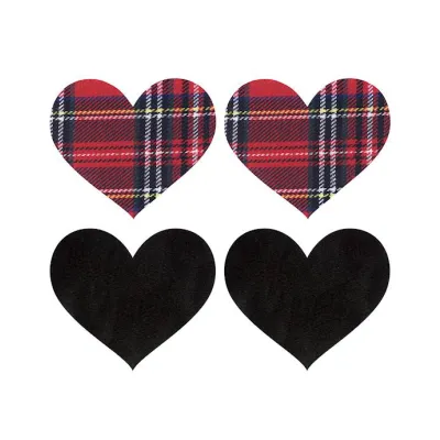 Schoolgirl Heart Pasties Black red