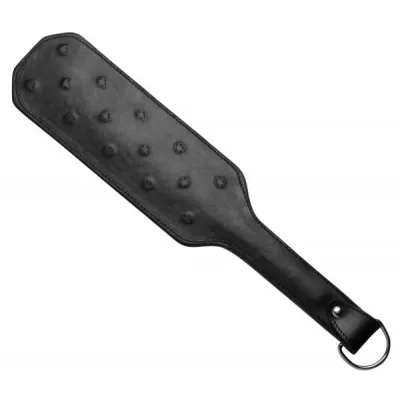 Spiked Leather Fraternity Paddle Black