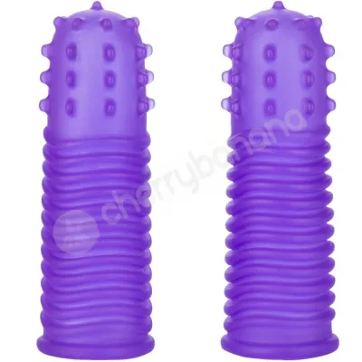 Intimate Play Finger Tingler Purple Textured Finger Sleeves 2pk