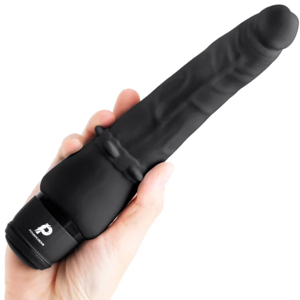 Powercocks Slim Anal Realistic Silicone Waterproof Rechargeable 7" Vibrator - Black