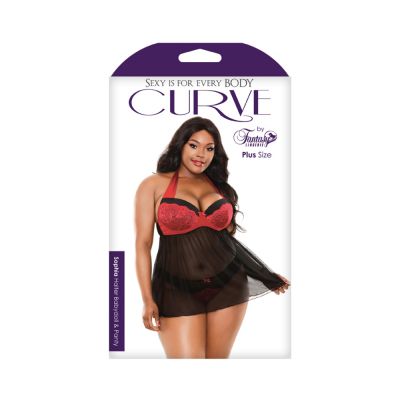Curve Sophia Halter Babydoll Panty Red 1x 2x