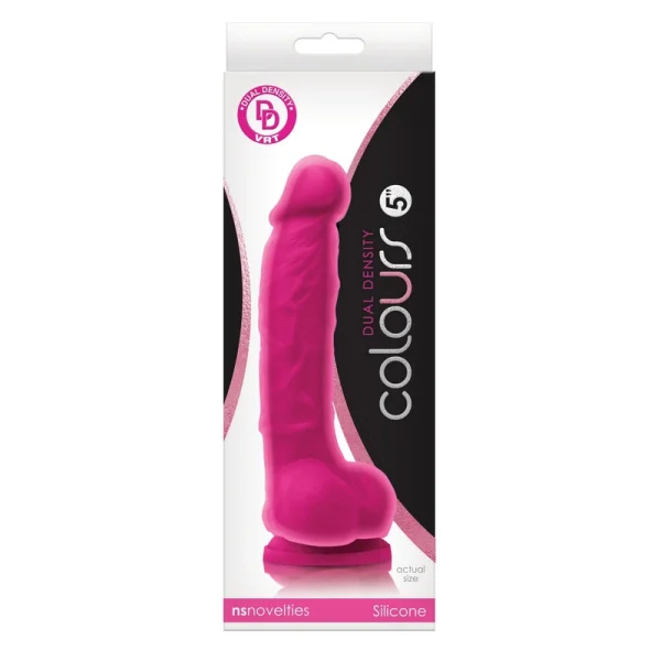 Colours Dual Density 5 Inch Silicone Suction Cup Dildo - Pink