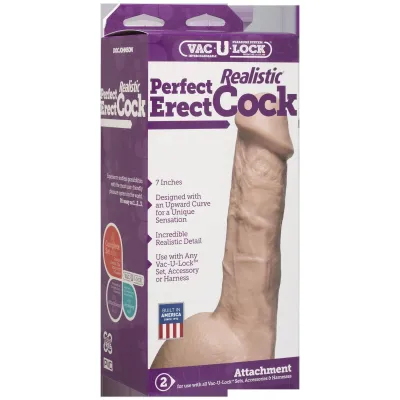 Vac U Lock Perfect Erect Realistic Cock White