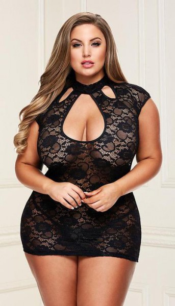 Elegant Lace Keyhole Mini Dress