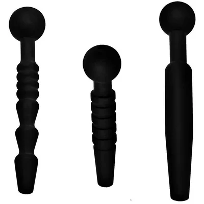 Dark Rods 3 Piece Black Silicone Penis Plug Set