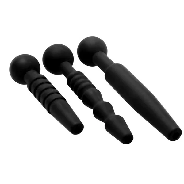 Dark Rods 3 Piece Black Silicone Penis Plug Set — image 2 of 4