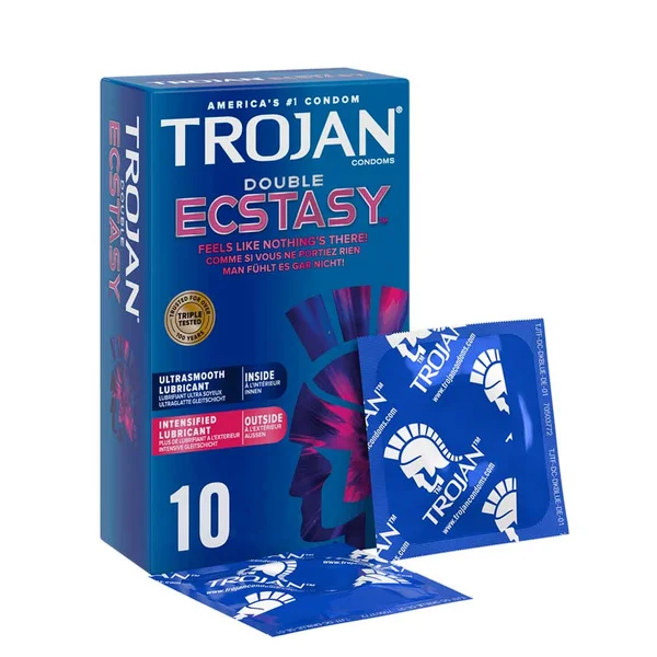 Trojan Double Ecstasy Ribbed Latex Condoms 10 Pack — image 2 of 5