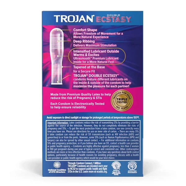 Trojan Double Ecstasy Ribbed Latex Condoms 10 Pack — image 4 of 5