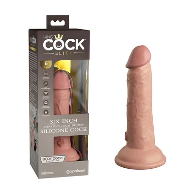 King Cock Elite 6 Inch Vibrating Silicone Dual Density Dong by Pipedream Products