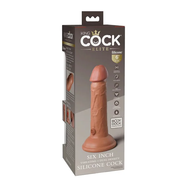 King Cock Elite 6 Inch Vibrating Silicone Dual Density Dong by Pipedream Products — image 18 of 18