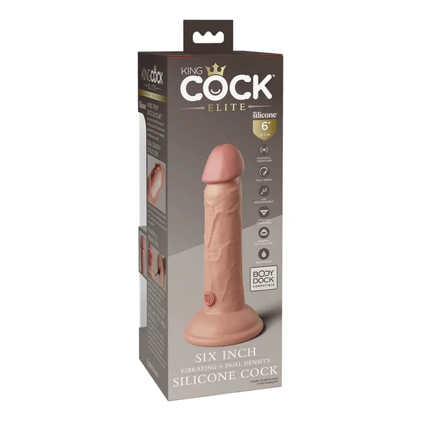 King Cock Elite 6 Inch Vibrating Silicone Dual Density Dong by Pipedream Products — image 9 of 18