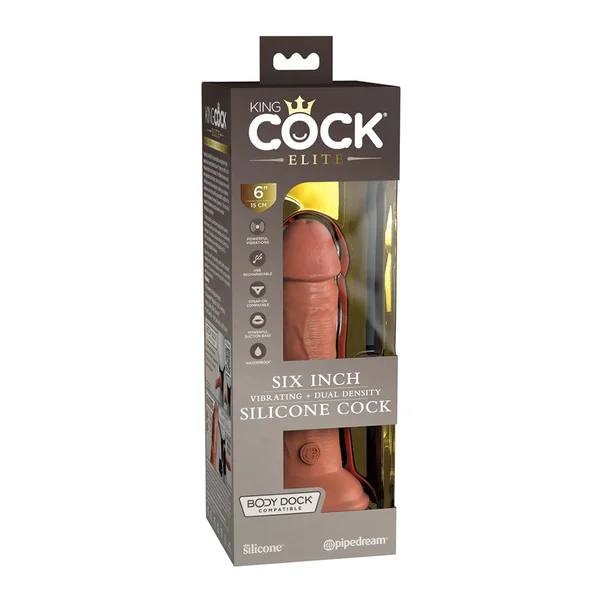 King Cock Elite 6 Inch Vibrating Silicone Dual Density Dong by Pipedream Products — image 17 of 18