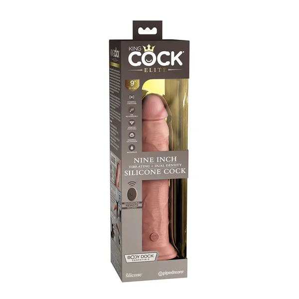 King Cock Elite 9 Inch Dual Density Vibrating Silicone Dildo with Remote — image 10 of 20