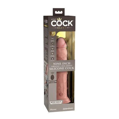 King Cock Elite 9 Inch Dual Density Vibrating Silicone Dildo with Remote