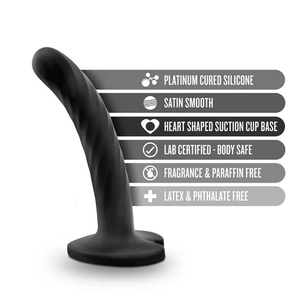 Temptasia Twist 4.5 Inch Small Black Silicone Dildo by Blush Novelties — image 8 of 8