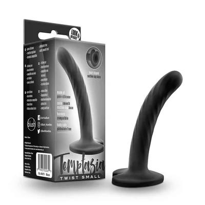 Temptasia Twist 4 5 Inch Small Black Silicone Dildo by Blush Novelties