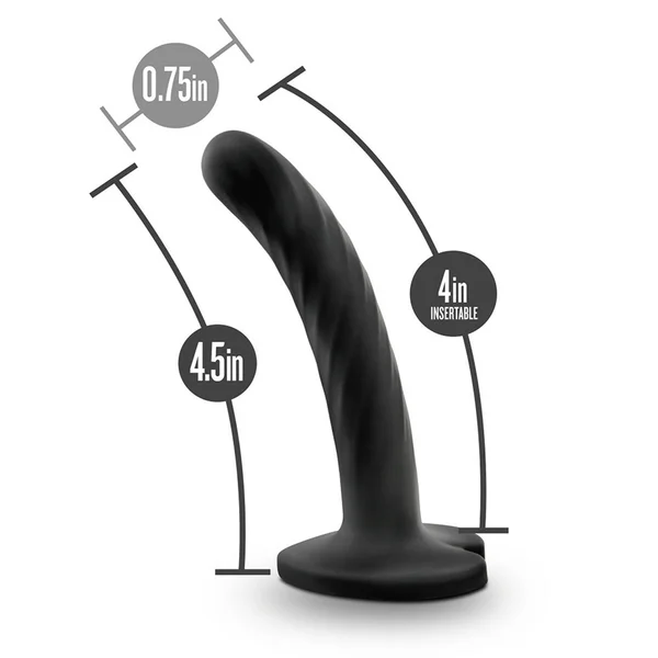 Temptasia Twist 4.5 Inch Small Black Silicone Dildo by Blush Novelties — image 7 of 8