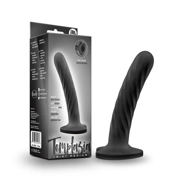 Temptasia Twist 4.5 Inch Small Black Silicone Dildo by Blush Novelties — image 3 of 8