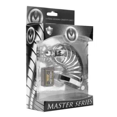 Asylum 6 Ring Locking Chastity Cage Medium large