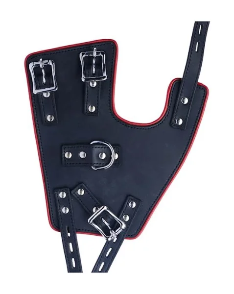 Bound X Heavy Duty Leather Suspension Cuffs - Black / Red