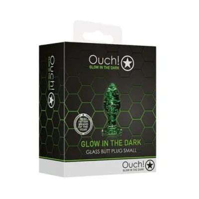 Ouch Glow Glass Butt Plug Glow In The Dark Clear Small