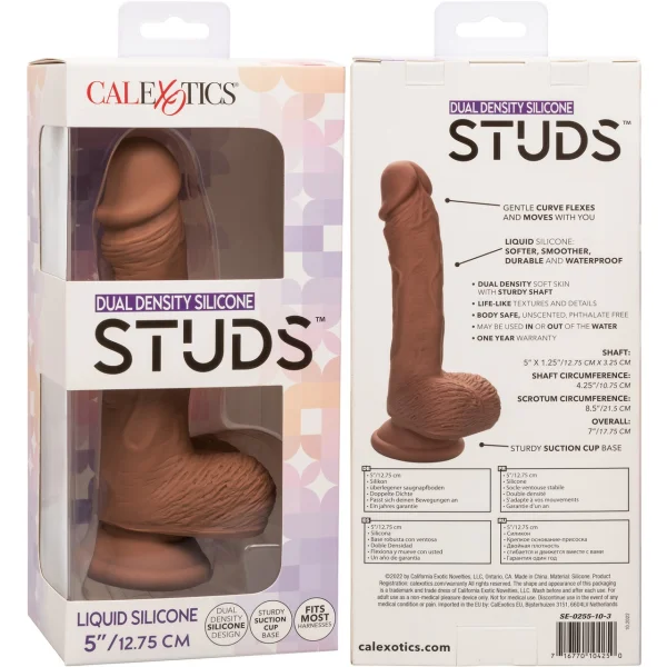 Silicone Studs Realistic 5" Suction Cup Dildo - Caramel