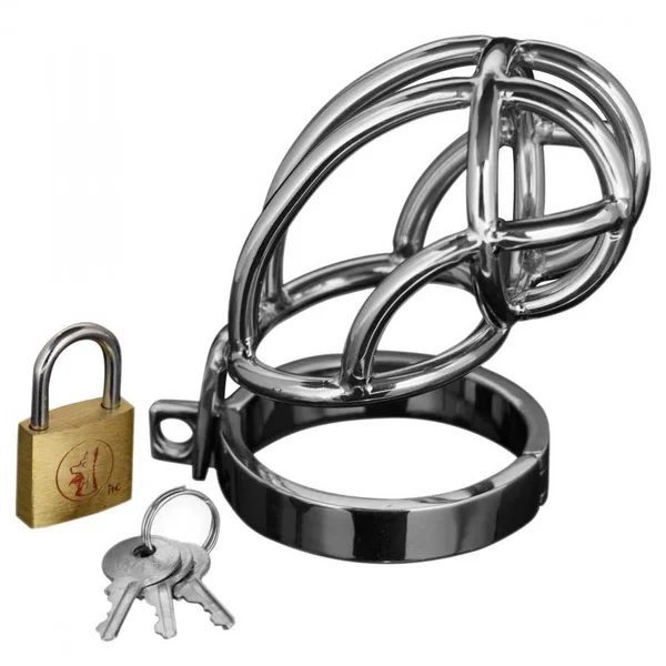 Captus 4 Inch Stainless Steel Locking Chastity Cage by Master Series — image 2 of 3