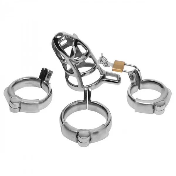 Detained Locking 3 Inch Stainless Steel Chastity Cage — image 2 of 4