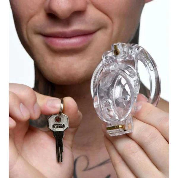 Customizable Locking 3.5 Inch Adjustable Clear Chastity Cage — image 2 of 7