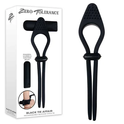 Zero Tolerance Silicone Adjustable Tie Affair Vibrating Black Cock Ring