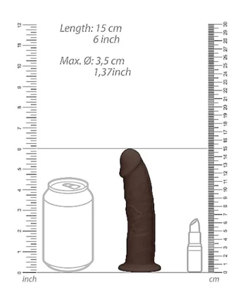 Silicone Suction Cup Dildo - Brown - 6 Inch
