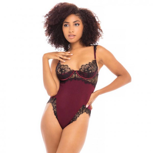 Oh La La Cheri Wine Eyelash Lace Underwired Body