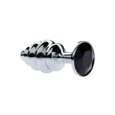 Kink Range Alloy Gemmed Butt Plug 2 9 Inch Black Small