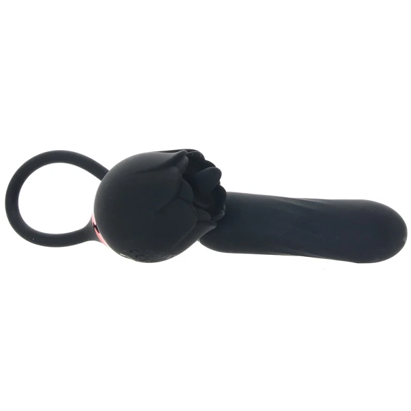 French Kiss Elite Lover Rotating Bullet Vibe & Flickering Tongue Clitoral Stimulator By CalExotics - Black