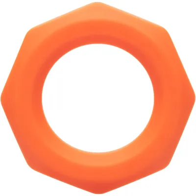 Alpha Liquid Silicone Sexagon Cock Ring By CalExotics Orange