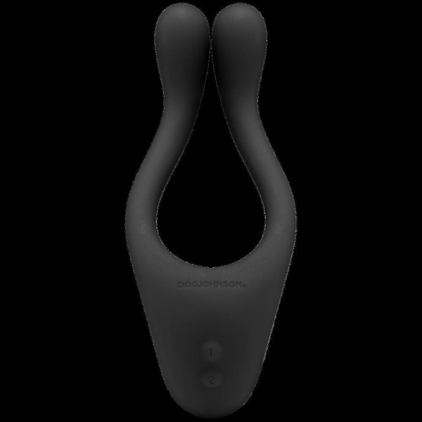 Tryst Multi Erogenous Zone Silicone Vibrator and Cock Ring - Black