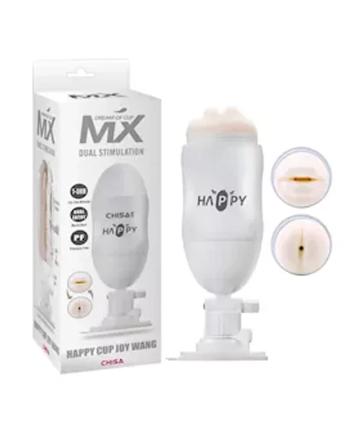 Happy Cup Vibrating Masturbator - Mouth And Ass - Flesh — image 2 of 2