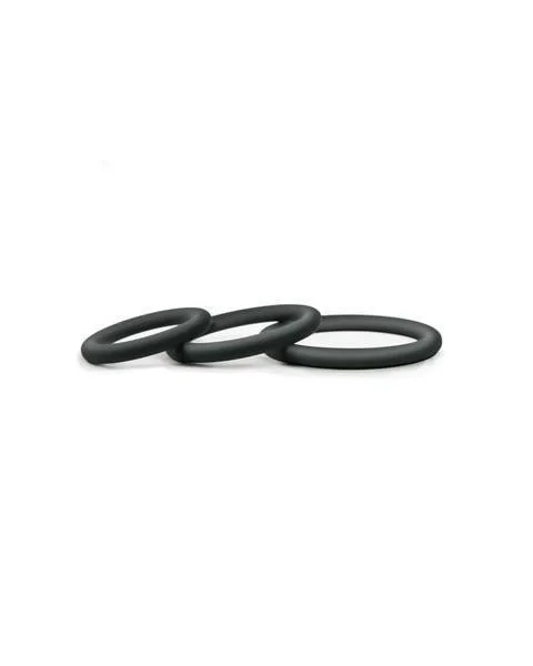Hombre Snug Fit Silicone Thin C-Rings 3 Pack Charcoal