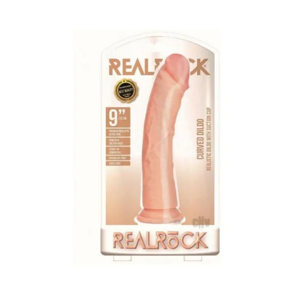 Realrock Curved Realistic Dildo With Suction Cup 9 In. Light