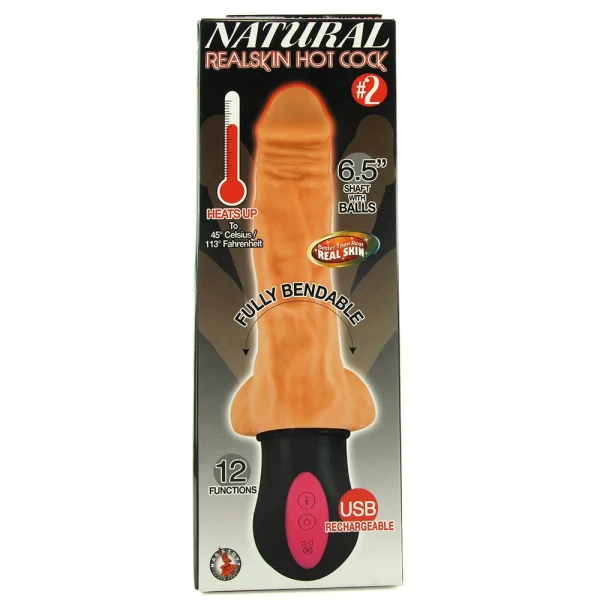 Realistic Warming 6.5 inch Vibrating Dildo with Balls Flesh