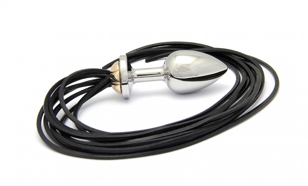 Rosebuds Stainless Anal Plug with Leather Whip Tail