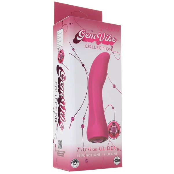 Gem Vibe Collection 7" Glider Rechargeable Waterproof Silicone G-Spot Vibrator By CalExotics - Pink