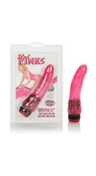 Hot Pinks Curved Penis 6.25 inches Vibrating Dong