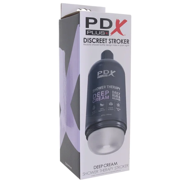 PDX Plus Shower Therapy Deep Cream Discreet Penis Stroker By Pipedream - Frosted