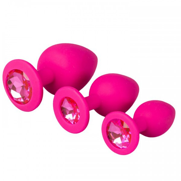 Bejewelled Pink Silicone Jewelled Butt Plug – 2.5, 3 or 3.5 Inch — image 2 of 6