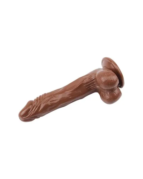 Vibrating Suction Cup Dildo - Brown - 8.5 Inch