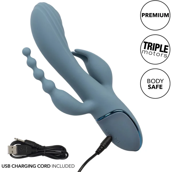 III Triple Ecstasy Silicone Pulsating Rechargeable Triple Stimulation Vibrator By CalExotics